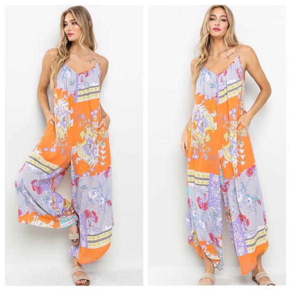 23 Boho Border Print Sleeveless Jumpsuit - Picture 4 of 5